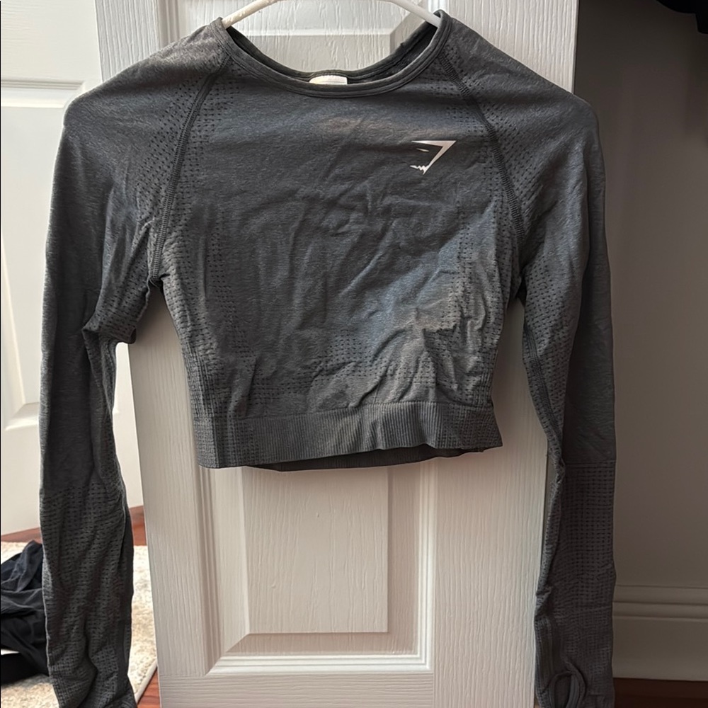Gymshark Charcoal Long Sleeve Crop Top